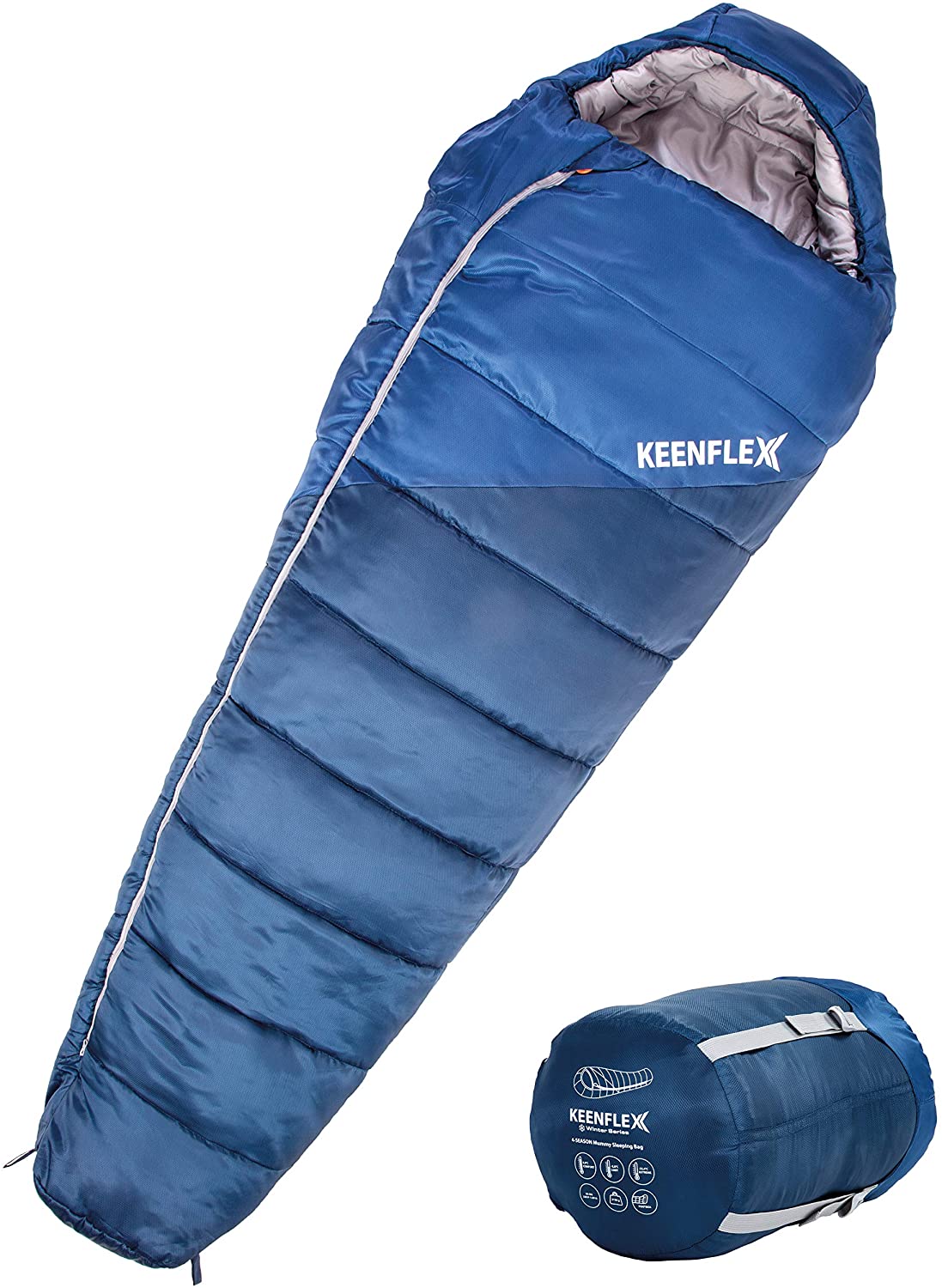 Keenflex | Saco de dormir de invierno | 4 estaciones | T: 0ºC a -23,4ºC | Color: Azul